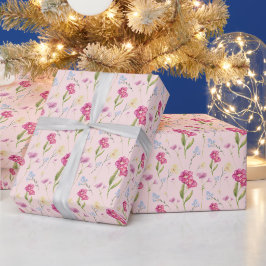 Papel De Presente Lindo Tomara Rosa Flor de Água Selvagem 