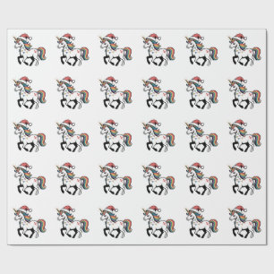 Papel De Presente Lindo Unicórnio Cervo Rena Luzes de Natal Engraçad