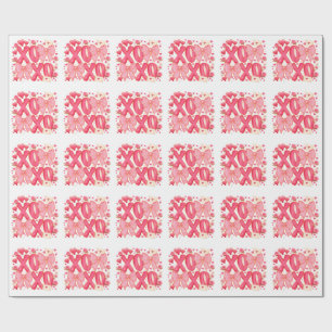 Papel De Presente Lindo XOXO Arcos de São Valentão Corações Rosa Coq