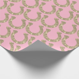 Papel De Presente Lindos Cavalos Ferradura Glamour Dourado Brilho Ro