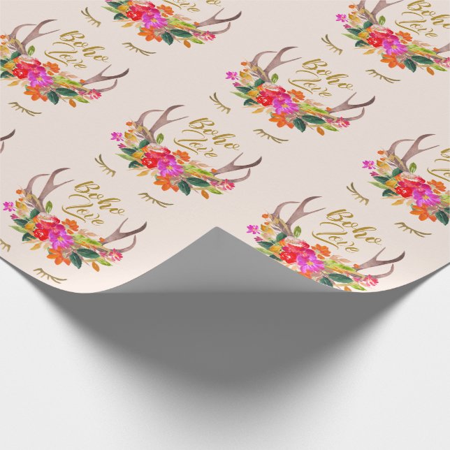 Papel De Presente Lindos cílios de Boho Love Rena Antlers florais (Ponta)