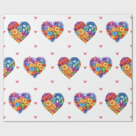 Papel De Presente Lindos Corações Florais no Dia de os namorados Bra