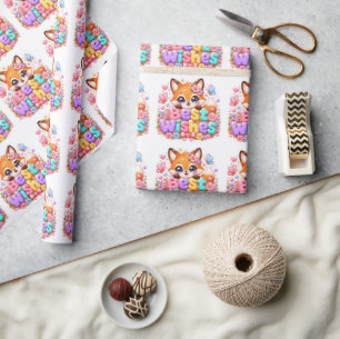 Papel De Presente Lindos Desejos Kawaii Melhor Raposa Nome Flora Ros