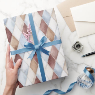 Papel De Presente Lindos Diamantes Azuis Creme Bege Marrom Aniversár