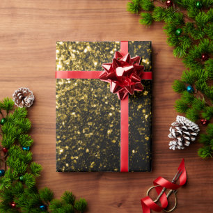 Papel De Presente Lindos faíscas Douradas amarelas v4