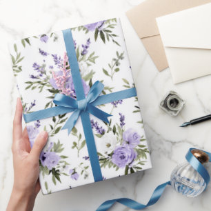 Papel De Presente Lindos Flores de Lavanda Chá de Noiva