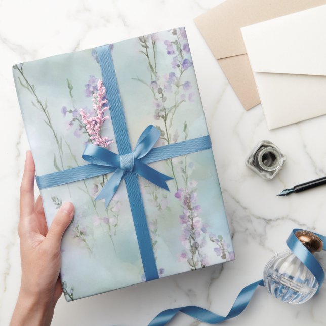 Papel De Presente Lindos Flores Lavanda Chá de Noiva (Presentear)