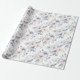 Papel De Presente Lindos Flores Lilás Marfim Lavanda Chuveiro de Noi