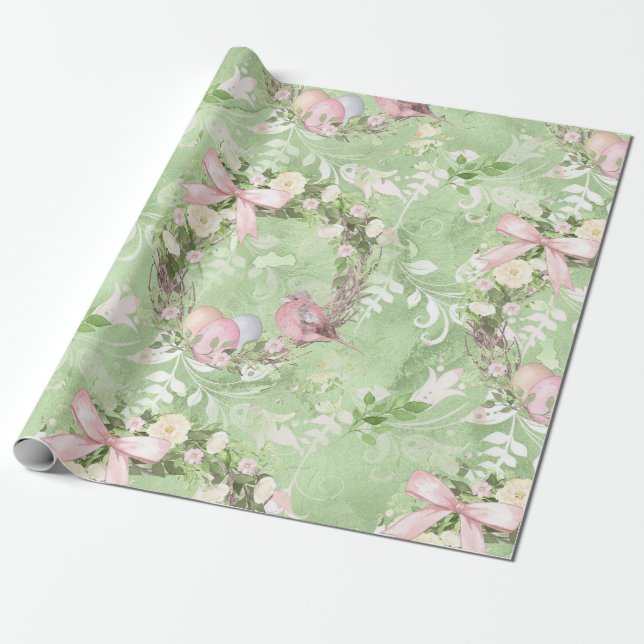 Papel De Presente Lindos Pássaros de Páscoa (Desenrolado)