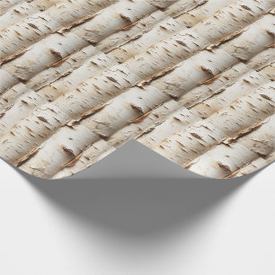 Papel De Presente Lindos Registros de Árvore de Birch Branco