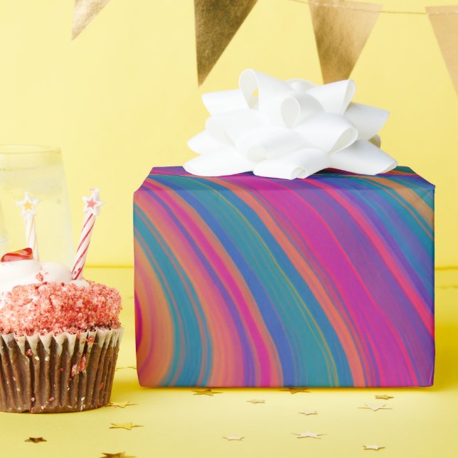 Papel De Presente Lindos turbilhões de cores (Festa de aniversário)