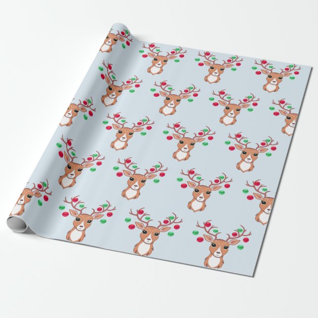 Papel De Presente Lindos Veados de Natal (Desenrolado)