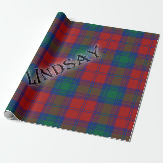 Papel De Presente Lindsay Tartan com o Sobrenome