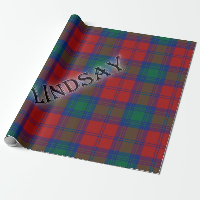 Papel De Presente Lindsay Tartan com o Sobrenome (Desenrolado)