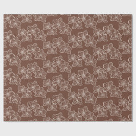 Papel De Presente Linear Orchid | Elegant Floral Dark Rust