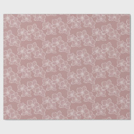 Papel De Presente Linear Orchid | Elegant Floral Dusty Pink