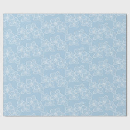 Papel De Presente Linear Orchid | Elegant Floral Sky Blue
