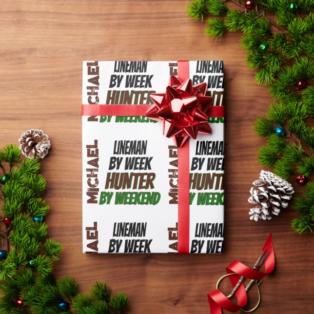 Papel De Presente Lineman ama caçar (Presente de Natal)