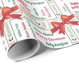Papel De Presente Línguas diferentes do Feliz Natal