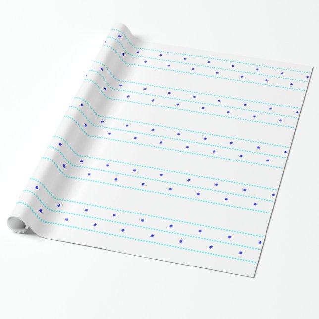 Papel De Presente Linha azul da estrela de Chanukah (Desenrolado)