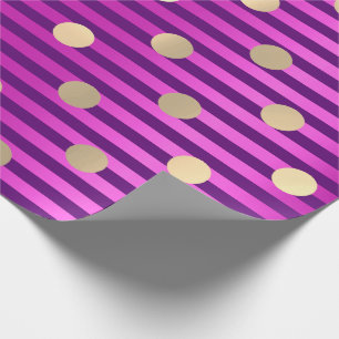 Papel De Presente Linha bolinhas roxas cor-de-rosa fúcsia das