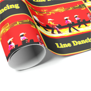 Papel De Presente Linha Dançante Western Group Red Black Amarelo