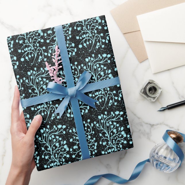 Papel De Presente Linha Jardim à Meia-Noite Turquesa Névoa (Presentear)
