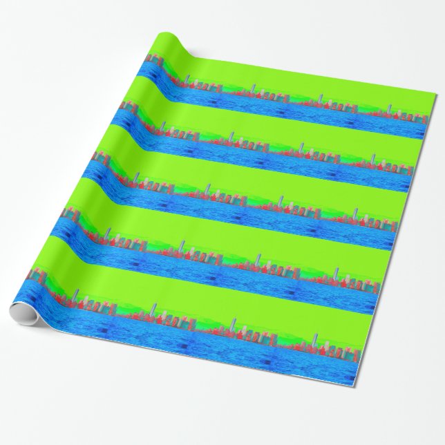 Papel De Presente Linha Nova Iorque Sky (Desenrolado)