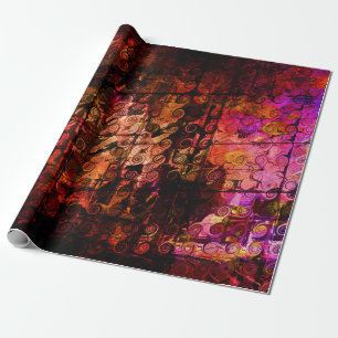 Papel De Presente Linhas abstratas vermelho roxo dos redemoinhos da