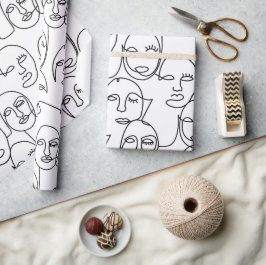 Papel De Presente Linhas Abstrato modernas enfrentam arte contínua d