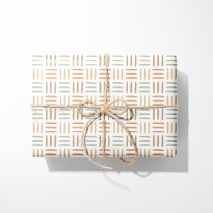 Papel De Presente Linhas Boho Abstrato - Neutro