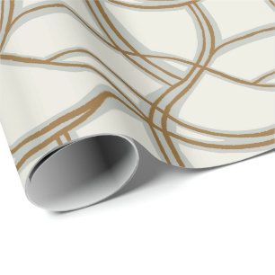 Papel De Presente Linhas caóticas finas mediterrâneo costeiro azul s