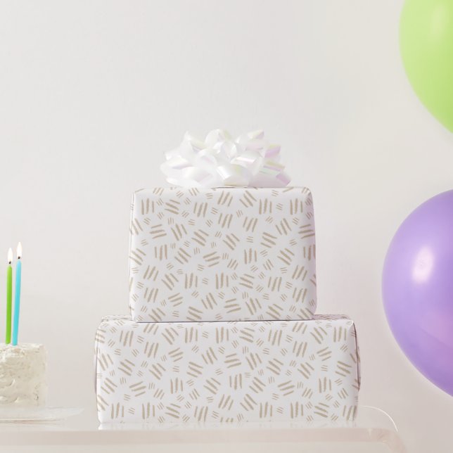 Papel De Presente Linhas Castanhas Abstratas de Aniversário (Presentes para festas)