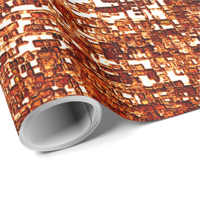 Papel De Presente Linhas cruzadas e entalhe de quadrados enferrujado (Ponta do rolo)