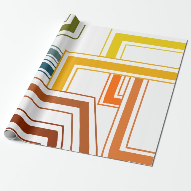 Papel De Presente Linhas da década de 1970 (Desenrolado)