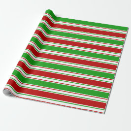 Papel De Presente Linhas de Estilo de Natal Verde, Branco, Vermelho 