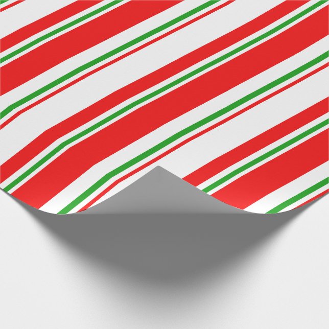 Papel De Presente Linhas de estilo de Natal Vermelho, Branco, Verde (Ponta)