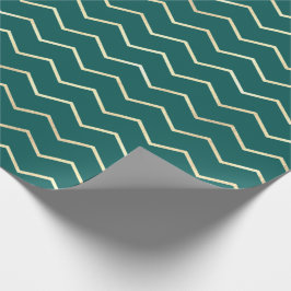 Papel De Presente Linhas de Grelha-Cevão Douradas Metálicas Teais Aq