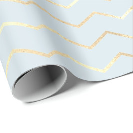 Papel De Presente Linhas de Grelha-Cevão Douradas Pastel Azul Metáli