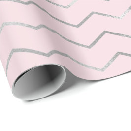 Papel De Presente Linhas de Grelha-Gavão Elegante Metálico-Rosa Silv
