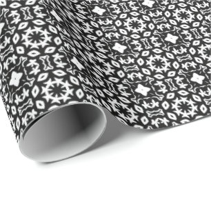 Papel De Presente Linhas de Mandala Pretas e Brancas Padrão 2