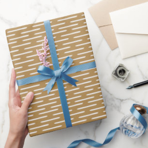 Papel De Presente Linhas de Marfim em Cinza Escuro Laranja