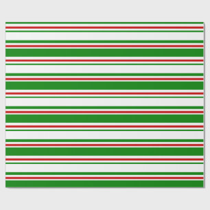 Papel De Presente Linhas de Natal Verde, Branco, Vermelho Colorido