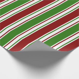 Papel De Presente Linhas de Natal Vermelho, Branco, Verde Colorido
