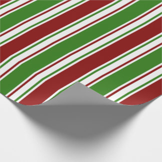 Papel De Presente Linhas de Natal Vermelho, Branco, Verde Colorido