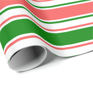 Papel De Presente Linhas de Natal Vermelho, Branco, Verde Colorido
