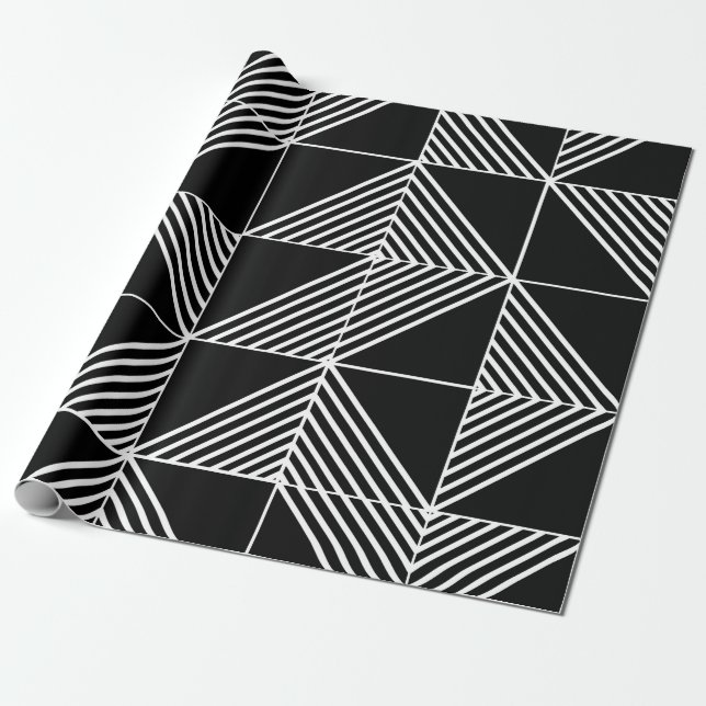 Papel De Presente Linhas Deco de Arte Negra (Desenrolado)