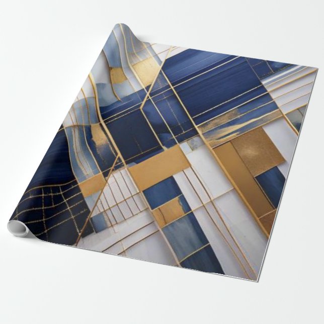 Papel De Presente Linhas Douradas da Meia-Noite – Elegantes, Moderna (Desenrolado)