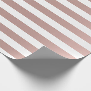 Papel De Presente Linhas grandes branco metálico Dourado cor-de-ros