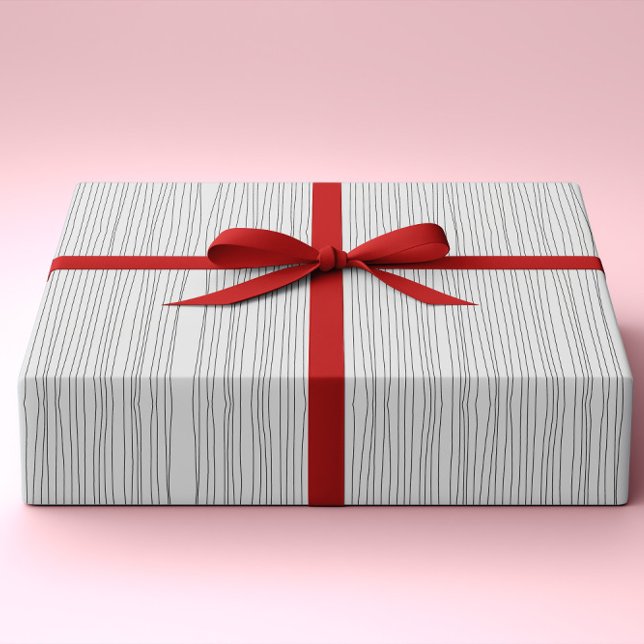 Papel De Presente Linhas imperfeitas mínimas modernas preto e branco (Criador carregado)